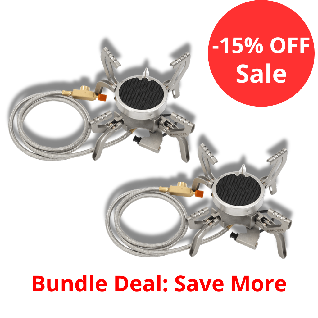 เตาแก๊สพกพา Trailtride 3800W พร้อมอะแดปเตอร์ – เตาปรุงอาหารกลางแจ้งแบบพกพา กำลังสูง สำหรับการตั้งแคมป์ในรถยนต์และการใช้งานในกรณีฉุกเฉิน