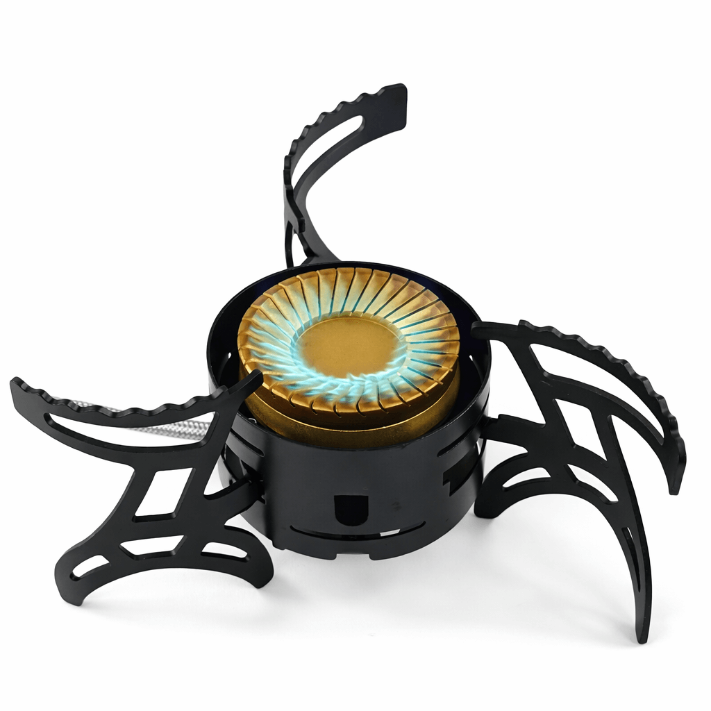 เตาแก๊สพกพา Trailtride กำลังไฟสูง 24,000 BTU - หัวเตาแบบวงแหวนคู่ทำจากทองเหลือง และดีไซน์กันลม - มาพร้อมอะแดปเตอร์แก๊สสำหรับใช้งานทั่วไป เหมาะสำหรับการตั้งแคมป์ในรถยนต์ การแบกเป้ และการเตรียมพร้อมสำหรับสถานการณ์ฉุกเฉิน