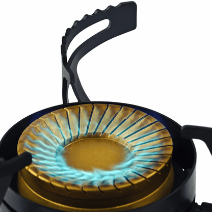 เตาแก๊สพกพา Trailtride กำลังไฟสูง 24,000 BTU - หัวเตาแบบวงแหวนคู่ทำจากทองเหลือง และดีไซน์กันลม - มาพร้อมอะแดปเตอร์แก๊สสำหรับใช้งานทั่วไป เหมาะสำหรับการตั้งแคมป์ในรถยนต์ การแบกเป้ และการเตรียมพร้อมสำหรับสถานการณ์ฉุกเฉิน