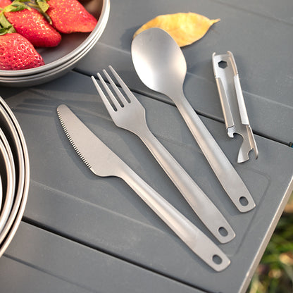 Titanium Camping Utensil Spoon & Fork & Knife Set