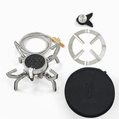 เตาแก๊สพกพา Trailtride 3800W พร้อมอะแดปเตอร์ – เตาปรุงอาหารกลางแจ้งแบบพกพา กำลังสูง สำหรับการตั้งแคมป์ในรถยนต์และการใช้งานในกรณีฉุกเฉิน